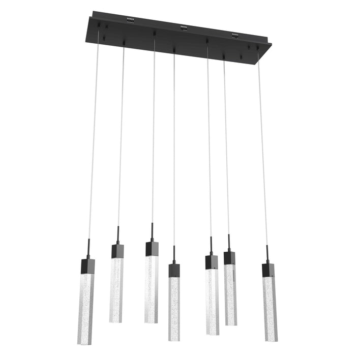 Multi-Light Pendant Avenue Lighting HF1900-7-GL-BK The Original Glacier 7-Light 47"W LED Pendant in Black/Bubbled Crystals Avenue Lighting