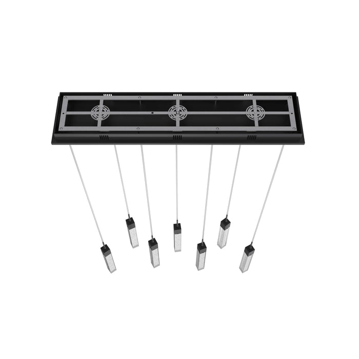 Multi-Light Pendant Avenue Lighting HF1900-7-GL-BK The Original Glacier 7-Light 47"W LED Pendant in Black/Bubbled Crystals Avenue Lighting