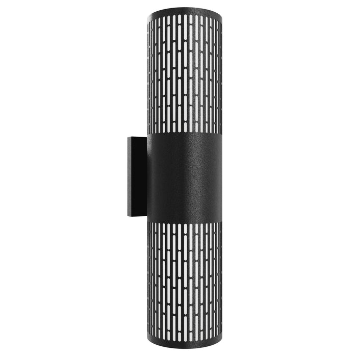 Outdoor Wall Light Avenue Lighting AV2818-BLK Avenue Outdoor 18" H Cylindrical LED Wall Sconce in Black with Perforated Grid Frame Avenue Lighting