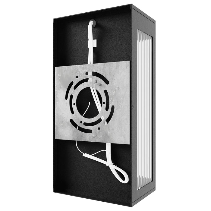Outdoor Wall Light Avenue Lighting AV9901-BLK Avenue Outdoor 12"H 3000K LED Wall Sconce in Black/Ribbed Glass Avenue Lighting