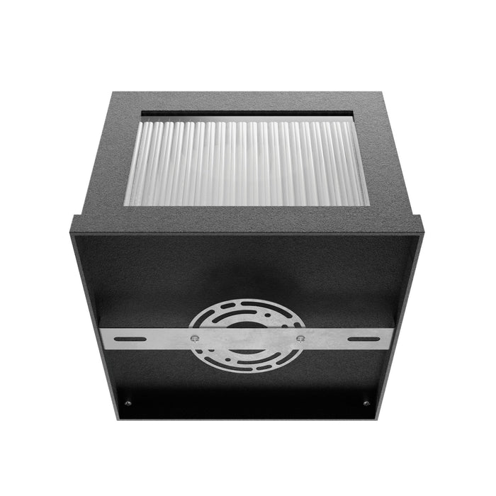 Outdoor Wall Light Avenue Lighting AV9904-BLK Avenue Outdoor 12"W 3000K LED Pillar Mount in Black/Ribbed Glass Avenue Lighting