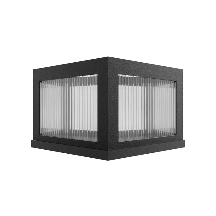 Outdoor Wall Light Avenue Lighting AV9905-BLK Avenue Outdoor 14"W 3000K LED Pillar Mount in Black/Ribbed Glass Avenue Lighting