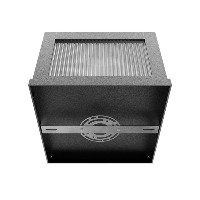 Outdoor Wall Light Avenue Lighting AV9905-BLK Avenue Outdoor 14"W 3000K LED Pillar Mount in Black/Ribbed Glass Avenue Lighting