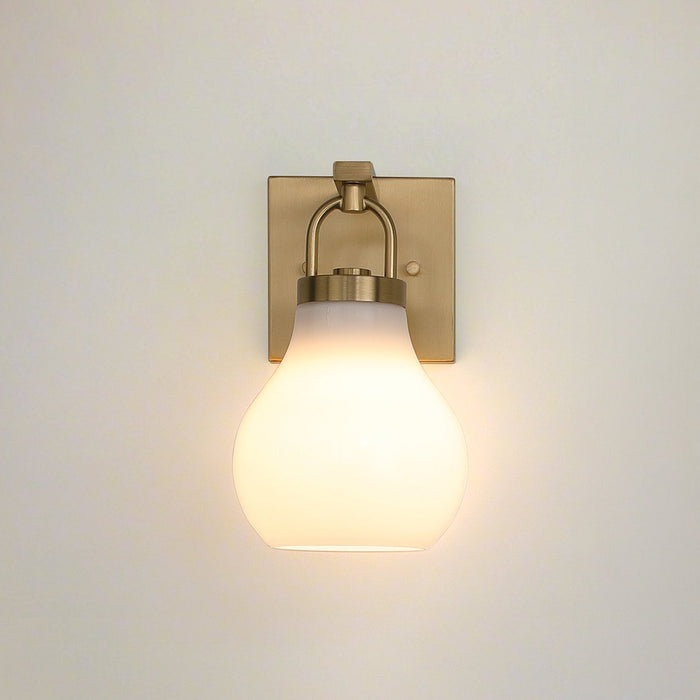 Vanity Light Thesis 207854A Mansfield 6 inch 1 light Champagne Gold Vanity Light with Opal Glass Shade THESIS