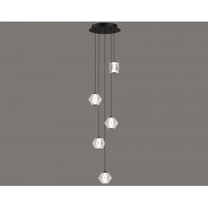Multi-Light Pendant Avenue Lighting HF3905-BK Beluga 5-Light 13"W LED Pendant in Black/Textured Acrylic Avenue Lighting