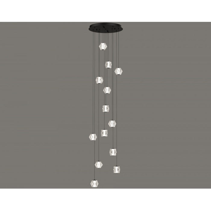 Multi-Light Pendant Avenue Lighting HF3913-BK Beluga 13-Light 22"W LED Pendant in Black/Textured Acrylic Avenue Lighting