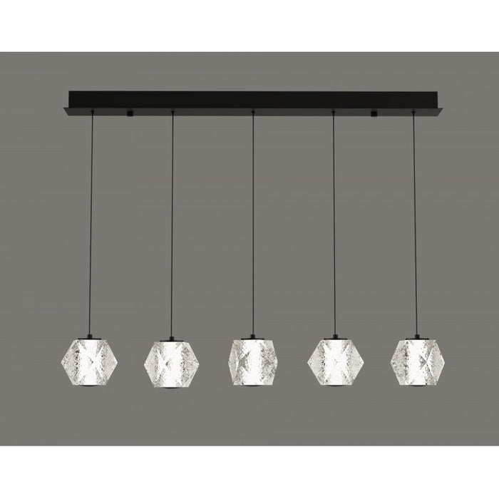 Multi-Light Pendant Avenue Lighting HF3955-BK Beluga 5-Light 36"W Linear LED Pendant in Black/Textured Acrylic Avenue Lighting