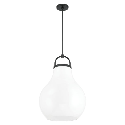 Pendant Light Thesis 207652A Mansfield 18 inch 1 light Matte Black Pendant Light with Opal Glass Shade THESIS