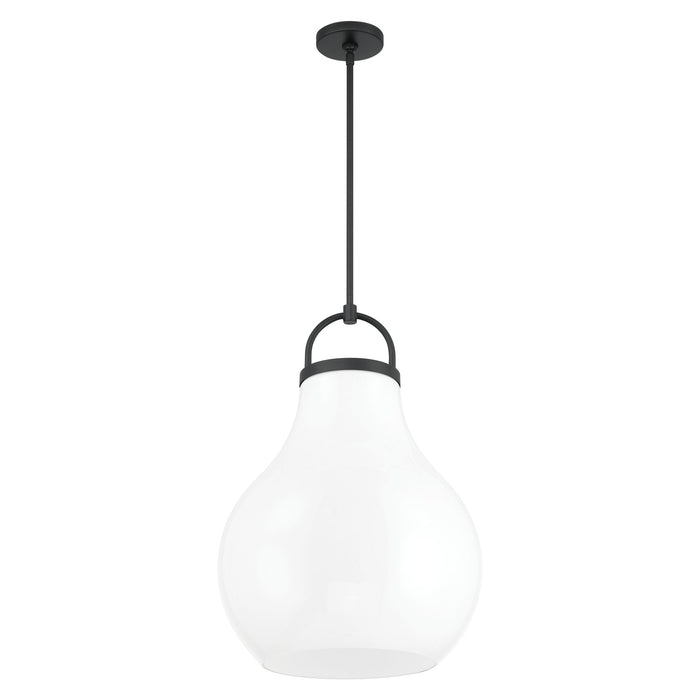 Pendant Light Thesis 207652A Mansfield 18 inch 1 light Matte Black Pendant Light with Opal Glass Shade THESIS