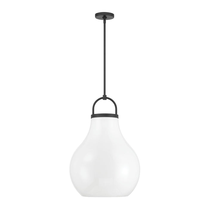 Pendant Light Thesis 207652A Mansfield 18 inch 1 light Matte Black Pendant Light with Opal Glass Shade THESIS