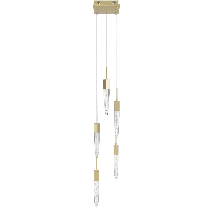 Multi-Light Pendant Avenue Lighting HF1900-5-AP-BB Aspen The Original Aspen 5-Light 12"W LED Pendant in Brushed Brass/Bubbled Crystals Avenue Lighting