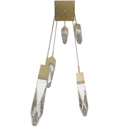Multi-Light Pendant Avenue Lighting HF1900-5-AP-BB-C Aspen The Original Aspen 5-Light 12"W LED Pendant in Brushed Brass/Clear Crystals Avenue Lighting
