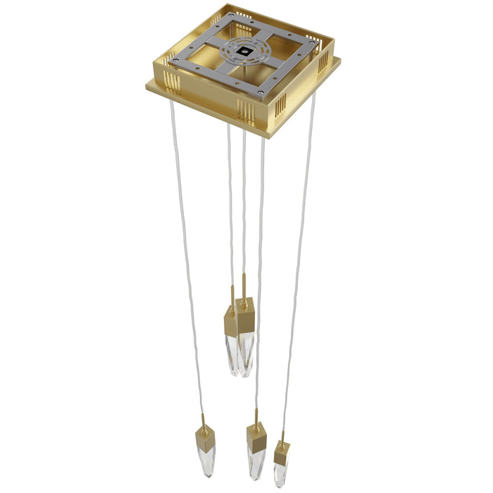 Multi-Light Pendant Avenue Lighting HF1900-5-AP-BB-C Aspen The Original Aspen 5-Light 12"W LED Pendant in Brushed Brass/Clear Crystals Avenue Lighting