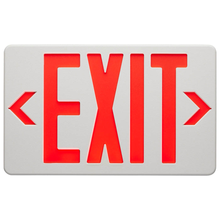 Exit Sign Nuvo 67-101 Red LED Exit Sign, 90min Ni-Cad backup, 120/277V, Single/Dual Face, Universal Mounting - White Finish Nuvo