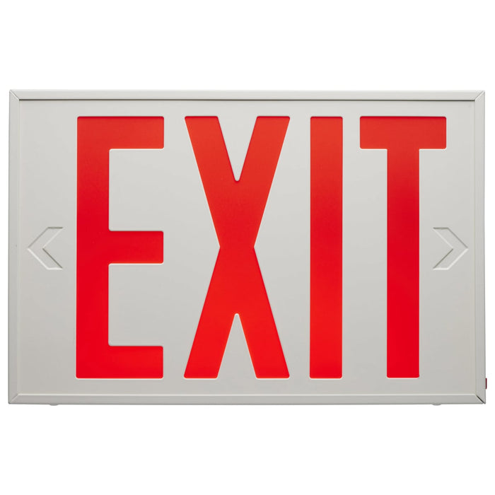 Exit Sign Nuvo 67-102 Red LED Exit Sign, 90min Ni-Cad backup, 120V/277V, Single/Dual Face, Universal Mounting, Steel/NYC - White Finish Nuvo