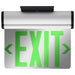 Exit Sign Nuvo 67-110 Green (Mirror) Edge Lit LED Exit Sign, 90min Ni-Cad backup, 120/277V, Dual Face, Top/Back/End Mount - Silver Finish Nuvo