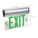 Exit Sign Nuvo 67-110 Green (Mirror) Edge Lit LED Exit Sign, 90min Ni-Cad backup, 120/277V, Dual Face, Top/Back/End Mount - Silver Finish Nuvo