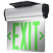 Exit Sign Nuvo 67-110 Green (Mirror) Edge Lit LED Exit Sign, 90min Ni-Cad backup, 120/277V, Dual Face, Top/Back/End Mount - Silver Finish Nuvo