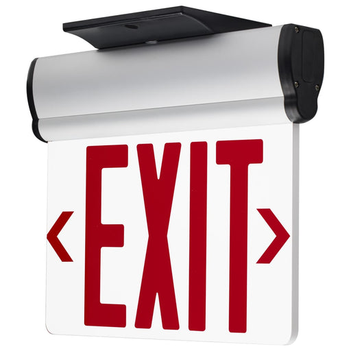 Exit Sign Nuvo 67-113 Red (Clear) Edge Lit LED Exit Sign, 90min Ni-Cad backup, 120/277V, Single Face, Top/Back/End Mount - Clear Finish Nuvo