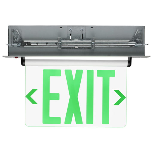 Exit Sign Nuvo 67-116 Green (Clear) Edge Lit LED Exit Sign - 2.94 Watts - Single Face - 120V/277 Volts - Clear Finish Nuvo