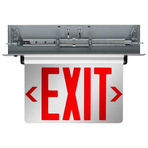 Exit Sign Nuvo 67-117 Red (Mirror) Edge Lit LED Exit Sign - 3.14 Watt - Dual Face - 120/277 Volts - Silver Finish Nuvo
