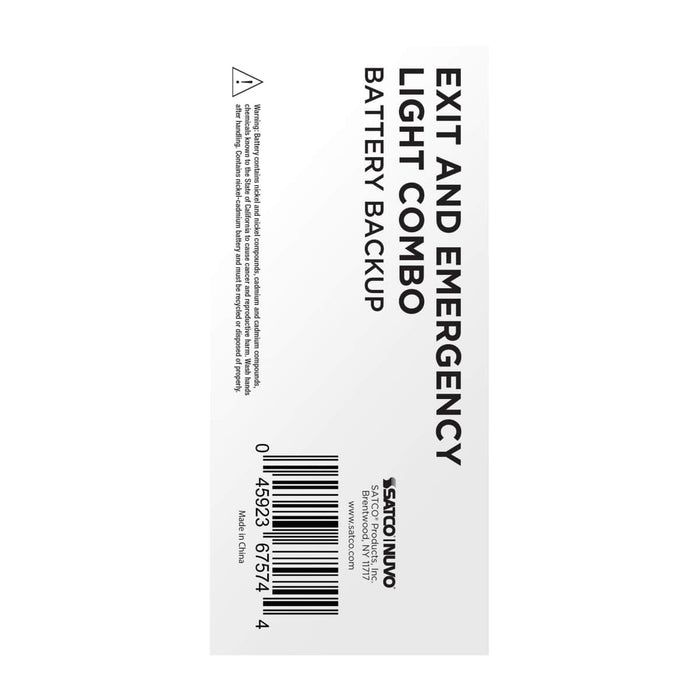 Exit Sign Nuvo 67-120 Combination Green Exit Sign/Emergency Light, 90min Ni-Cad backup, 120/277V, Dual Head, Single/Dual Face, Universal Mounting - White Finish Nuvo