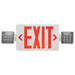 Exit Sign Nuvo 67-122 Combination Red Exit Sign/Emergency Light, 90min Ni-Cad backup, 120/277V, Dual Head, Single/Dual Face, Universal Mounting, Remote Compatible - White Finish Nuvo