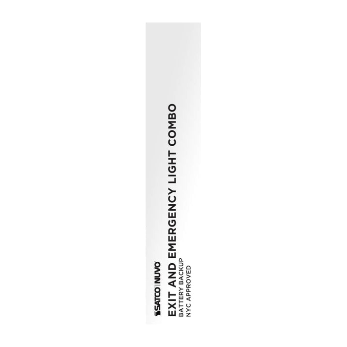 Exit Sign Nuvo 67-123 Combination Red Exit Sign/Emergency Light, 90min Ni-Cad backup, 120-277V, Dual Head, Single/Dual Face, Universal Mounting, Steel/NYC - White Finish Nuvo
