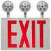 Exit Sign Nuvo 67-124 Combination Red Exit Sign/Emergency Light, 90min Ni-Cad backup, 120/277V, Tri Head, Single/Dual Face, Universal Mounting, Steel/NYC - White Finish Nuvo