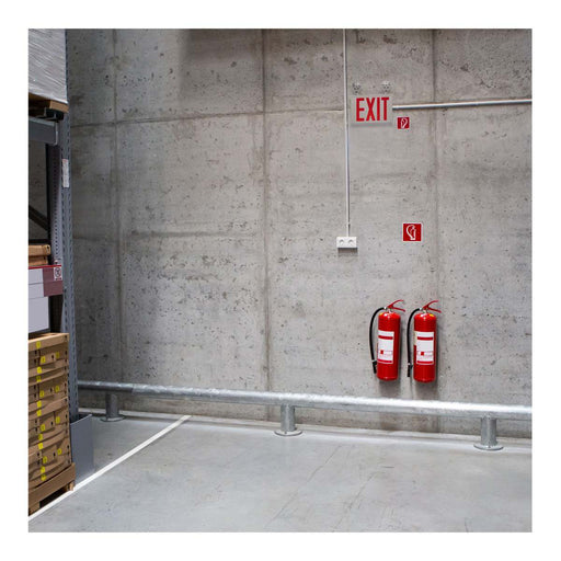 Exit Sign Nuvo 67-124 Combination Red Exit Sign/Emergency Light, 90min Ni-Cad backup, 120/277V, Tri Head, Single/Dual Face, Universal Mounting, Steel/NYC - White Finish Nuvo