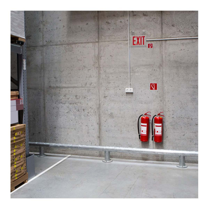 Exit Sign Nuvo 67-124 Combination Red Exit Sign/Emergency Light, 90min Ni-Cad backup, 120/277V, Tri Head, Single/Dual Face, Universal Mounting, Steel/NYC - White Finish Nuvo