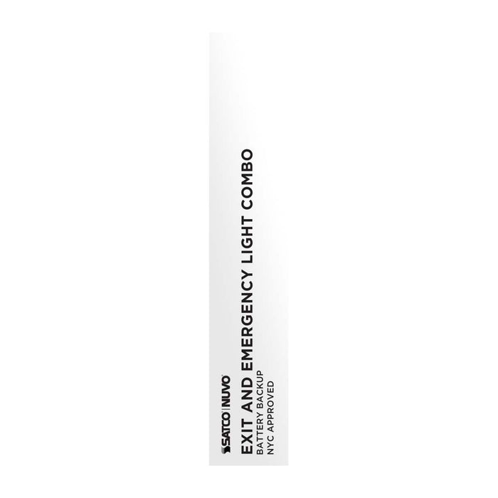 Exit Sign Nuvo 67-124 Combination Red Exit Sign/Emergency Light, 90min Ni-Cad backup, 120/277V, Tri Head, Single/Dual Face, Universal Mounting, Steel/NYC - White Finish Nuvo