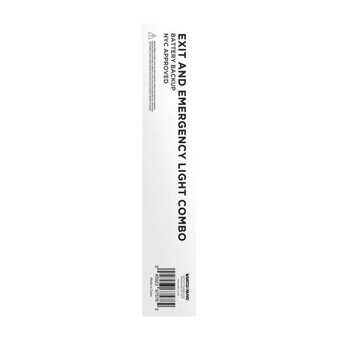 Exit Sign Nuvo 67-124 Combination Red Exit Sign/Emergency Light, 90min Ni-Cad backup, 120/277V, Tri Head, Single/Dual Face, Universal Mounting, Steel/NYC - White Finish Nuvo