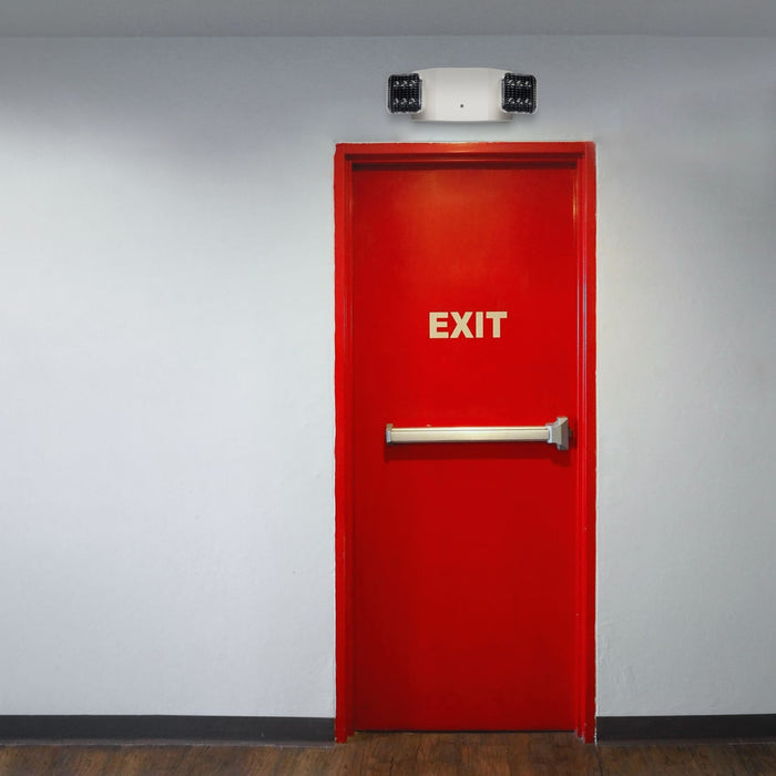 Emergency Light Nuvo 67-130 Emergency Light, 90min Ni-Cad backup, 120/277V, Dual Head, Universal Mounting - White Finish Nuvo