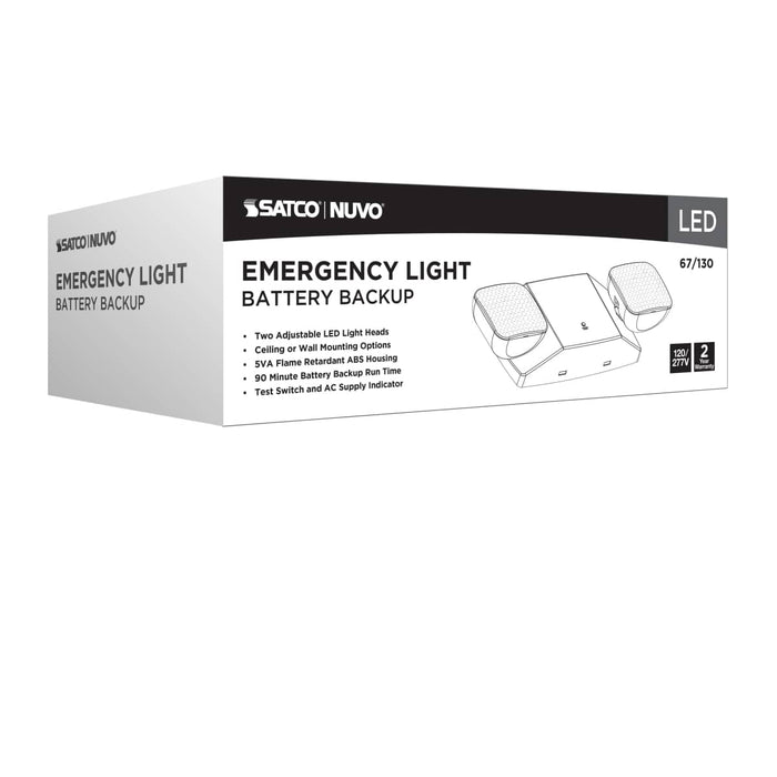 Emergency Light Nuvo 67-130 Emergency Light, 90min Ni-Cad backup, 120/277V, Dual Head, Universal Mounting - White Finish Nuvo