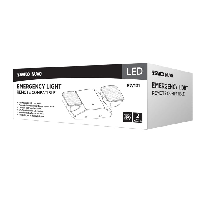 Emergency Light Nuvo 67-131 Emergency Light, 90min Ni-Cad backup, 120/277V, Dual Head, Universal Mounting, Remote Compatible - White Finish Nuvo