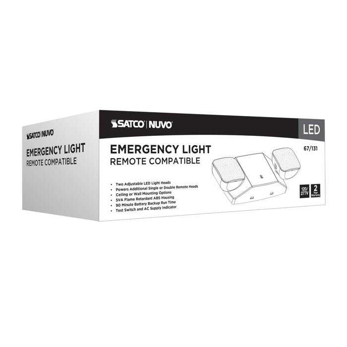 Emergency Light Nuvo 67-131 Emergency Light, 90min Ni-Cad backup, 120/277V, Dual Head, Universal Mounting, Remote Compatible - White Finish Nuvo