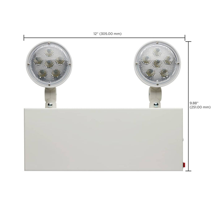 Emergency Light Nuvo 67-132 Emergency Light, 90min Ni-Cad backup, 120-277V, Dual Head, Universal Mounting, Steel/NYC - White Finish Nuvo
