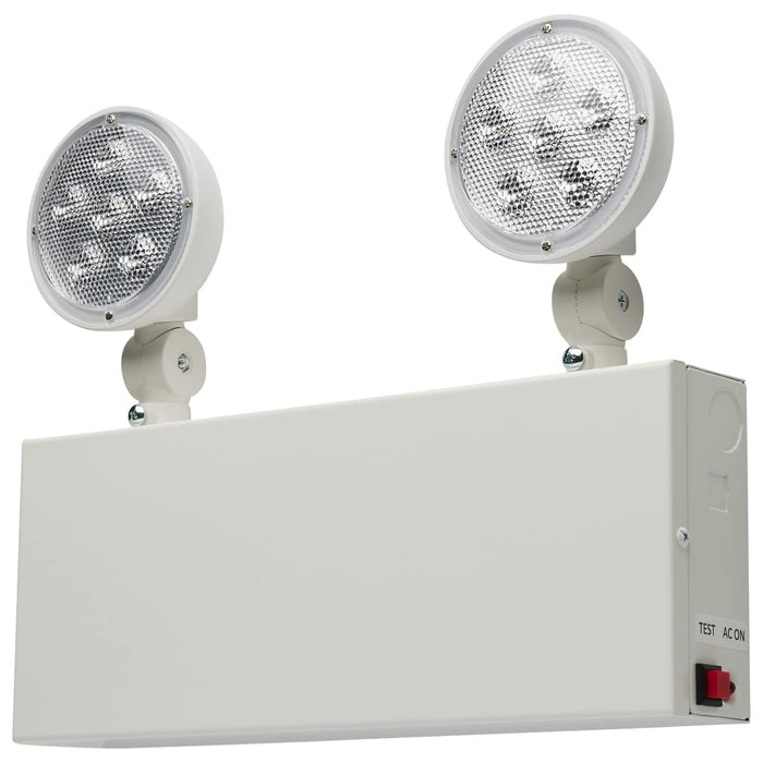 Emergency Light Nuvo 67-132 Emergency Light, 90min Ni-Cad backup, 120-277V, Dual Head, Universal Mounting, Steel/NYC - White Finish Nuvo