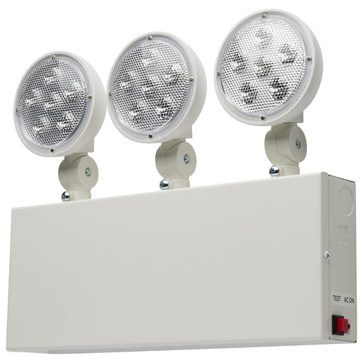 Emergency Light Nuvo 67-133 Emergency Light, 90min Ni-Cad backup, 120/277V, Tri Head, Universal Mounting, Steel/NYC - White Finish Nuvo