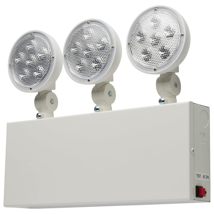 Emergency Light Nuvo 67-133 Emergency Light, 90min Ni-Cad backup, 120/277V, Tri Head, Universal Mounting, Steel/NYC - White Finish Nuvo