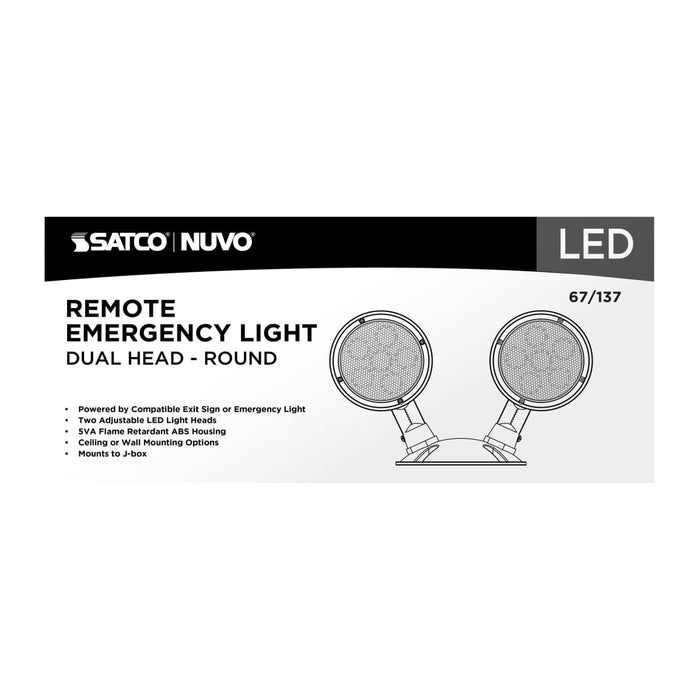 Emergency Light Nuvo 67-137 Remote Emergency Light - Low-Voltage Backup - Double Head, White Finish, Wet Location Rated Nuvo