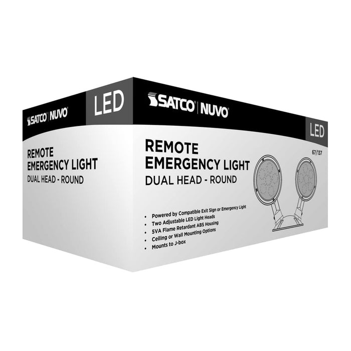 Emergency Light Nuvo 67-137 Remote Emergency Light - Low-Voltage Backup - Double Head, White Finish, Wet Location Rated Nuvo