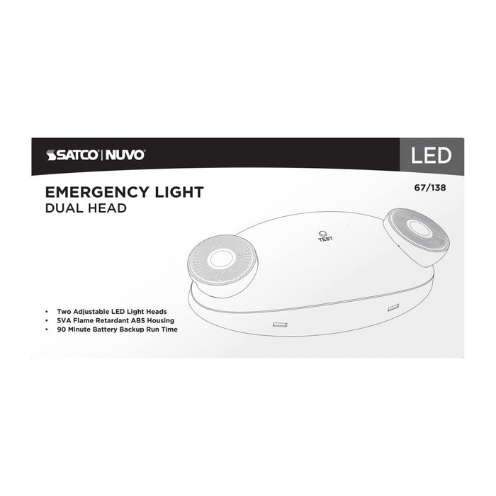 Emergency Light Nuvo 67-138 Emergency Light - Dual Head - 120/277 Volts - White Finish Nuvo