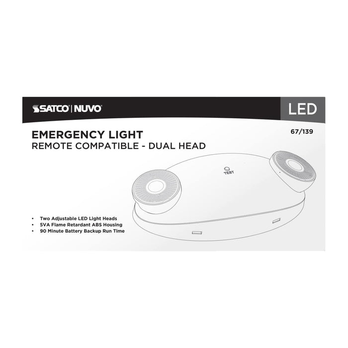 Emergency Light Nuvo 67-139 Emergency Light - Dual Head - 120/277 Volts - White Finish - Remote Compatible Nuvo