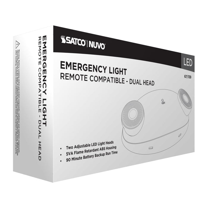 Emergency Light Nuvo 67-139 Emergency Light - Dual Head - 120/277 Volts - White Finish - Remote Compatible Nuvo
