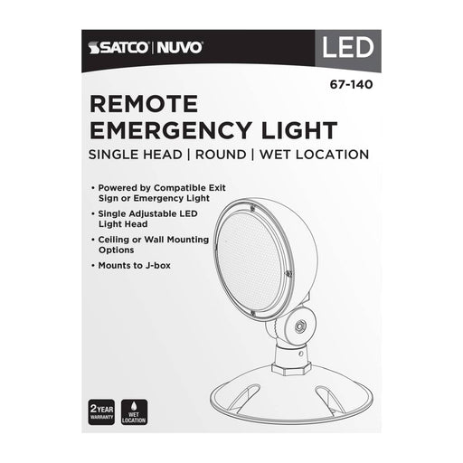 Emergency Light Satco 67-140 Remote Emergency Light - Weatherproof Low Power Single Head - 3-12V 0.75W - White Finish Satco