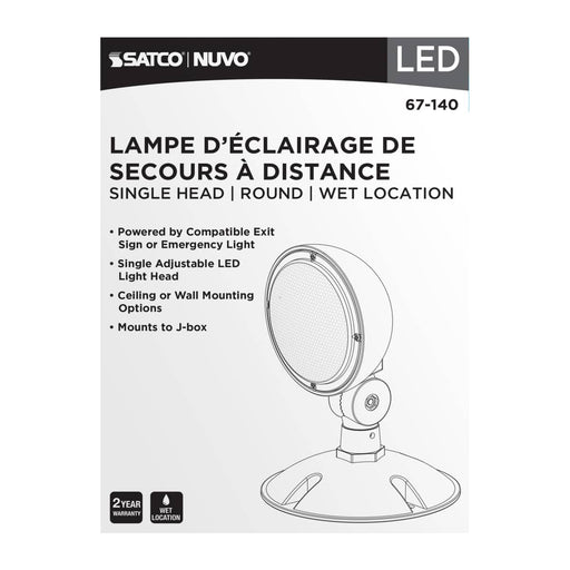 Emergency Light Satco 67-140 Remote Emergency Light - Weatherproof Low Power Single Head - 3-12V 0.75W - White Finish Satco