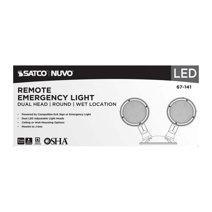 Emergency Light Satco 67-141 Remote Emergency Light - Weatherproof Low Power Dual Head - 3-12V 1.5W - White Finish Satco