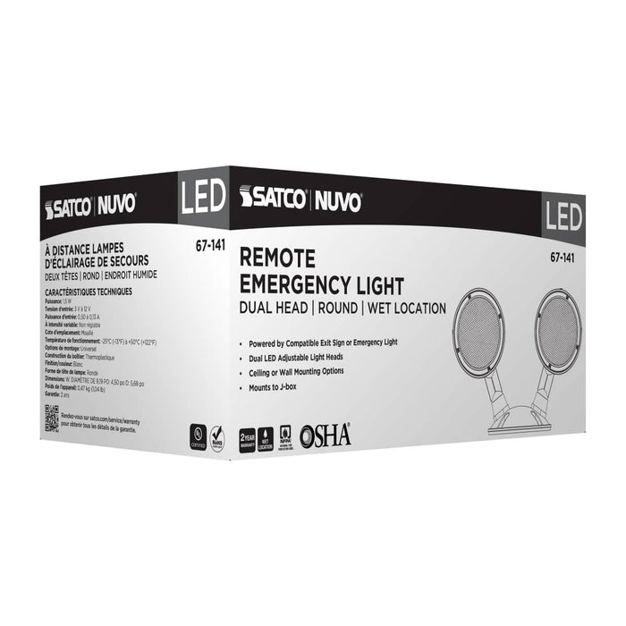 Emergency Light Satco 67-141 Remote Emergency Light - Weatherproof Low Power Dual Head - 3-12V 1.5W - White Finish Satco